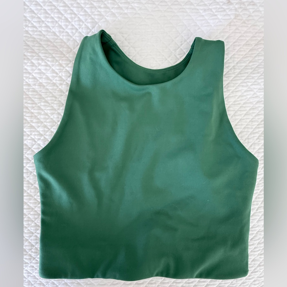 Green Crop Sports Bra